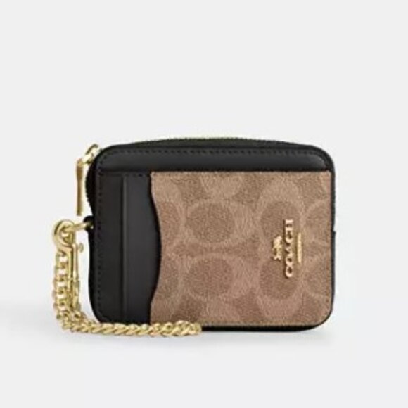 Coach Zip Card Case In Signature Canvas - Picture 1 of 3